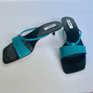 Dkny Shoes - DKNY Turquoise Patent Leather Kitten Heel Sandals Dkny Shoes - DKNY Turquoise Patent Leather Kitten Heel Sandals